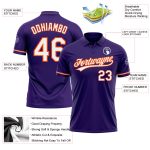Personalized Purple White-Orange Performance Vapor Golf Polo Shirt Team Custom Name and Number