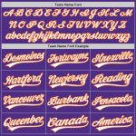 Personalized Purple White-Orange Two-Button Unisex Softball Jersey Team Custom Name and Number