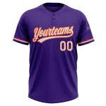 Personalized Purple White-Orange Two-Button Unisex Softball Jersey Team Custom Name and Number