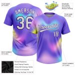 Personalized Purple White-Pink 3D Pattern Two-Button Unisex Softball Jersey Team Custom Name and Number
