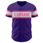 Personalized Purple White-Pink Authentic Baseball Jersey