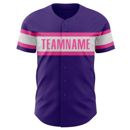 Personalized Purple White-Pink Authentic Baseball Jersey