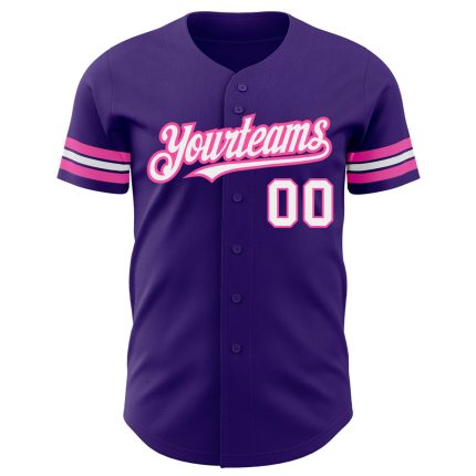 Personalized Purple White-Pink Authentic Baseball Jersey Team Custom Name and Number