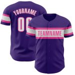 Personalized Purple White-Pink Authentic Baseball Jersey