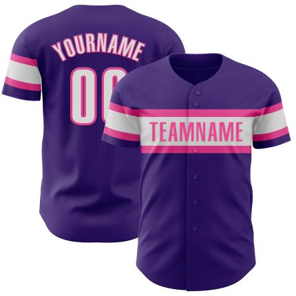 Personalized Purple White-Pink Authentic Baseball Jersey