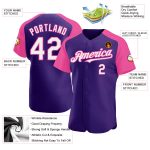 Personalized Purple White-Pink Authentic Raglan Sleeves Baseball Jersey Team Custom Name and Number