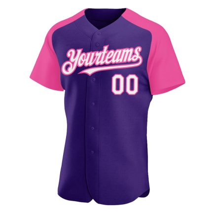 Personalized Purple White-Pink Authentic Raglan Sleeves Baseball Jersey Team Custom Name and Number