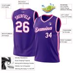 Personalized Purple White-Pink Authentic Throwback Basketball Jersey Team Custom Name and Number