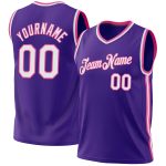 Personalized Purple White-Pink Authentic Throwback Basketball Jersey Team Custom Name and Number