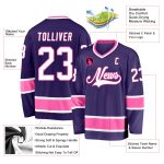 Personalized Purple White-Pink Hockey Jersey Team Custom Name and Number