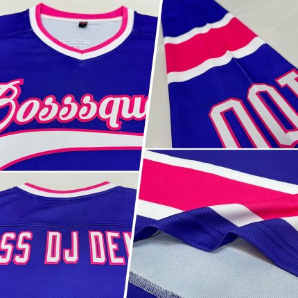 Personalized Purple White-Pink Hockey Jersey Team Custom Name and Number