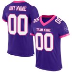 Personalized Purple White-Pink Mesh Authentic Football Jersey Team Custom Name and Number