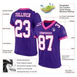 Personalized Purple White-Pink Mesh Authentic Football Jersey Team Custom Name and Number