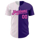 Personalized Purple White-Pink Pinstripe Authentic Split Fashion Baseball Jersey Team Custom Name and Number