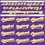 Personalized Purple White Pinstripe Gold Authentic Baseball Jersey Team Custom Name and Number