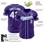 Personalized Purple White Pinstripe Light Blue Authentic Baseball Jersey Team Custom Name and Number