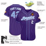 Personalized Purple White Pinstripe Light Blue-White Authentic Baseball Jersey Team Custom Name and Number