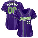 Personalized Purple White Pinstripe Neon Green-White Authentic Baseball Jersey Team Custom Name and Number