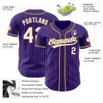 Personalized Purple White Pinstripe Old Gold Authentic Baseball Jersey Team Custom Name and Number