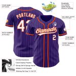 Personalized Purple White Pinstripe Orange Authentic Baseball Jersey Team Custom Name and Number