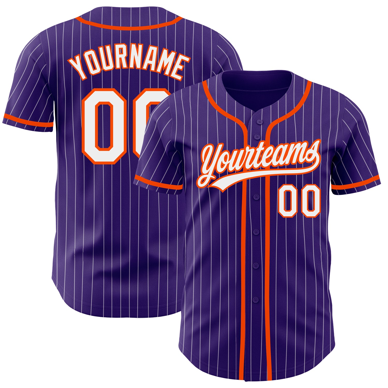 Personalized Purple White Pinstripe Orange Authentic Baseball Jersey Team Custom Name and Number
