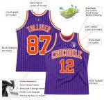 Personalized Purple White Pinstripe Orange Authentic Basketball Jersey Team Custom Name and Number