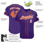 Personalized Purple White Pinstripe Orange-White Authentic Baseball Jersey Team Custom Name and Number