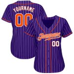 Personalized Purple White Pinstripe Orange-White Authentic Baseball Jersey Team Custom Name and Number