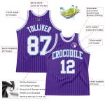 Personalized Purple White Pinstripe White-Light Blue Authentic Basketball Jersey Team Custom Name and Number