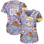 Personalized Purple White-Purple 3D Pattern Design Sticker Cartoons Authentic Baseball Jersey Team Custom Name and Number