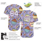 Personalized Purple White-Purple 3D Pattern Design Sticker Cartoons Authentic Baseball Jersey Team Custom Name and Number