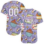 Personalized Purple White-Purple 3D Pattern Design Sticker Cartoons Authentic Baseball Jersey Team Custom Name and Number