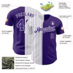 Personalized Purple White-Purple Pinstripe Authentic Split Fashion Baseball Jersey Team Custom Name and Number
