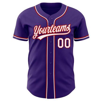 Personalized Purple White-Red Authentic Baseball Jersey