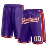 Personalized Purple White-Red Authentic Basketball Shorts Team Custom Name and Number