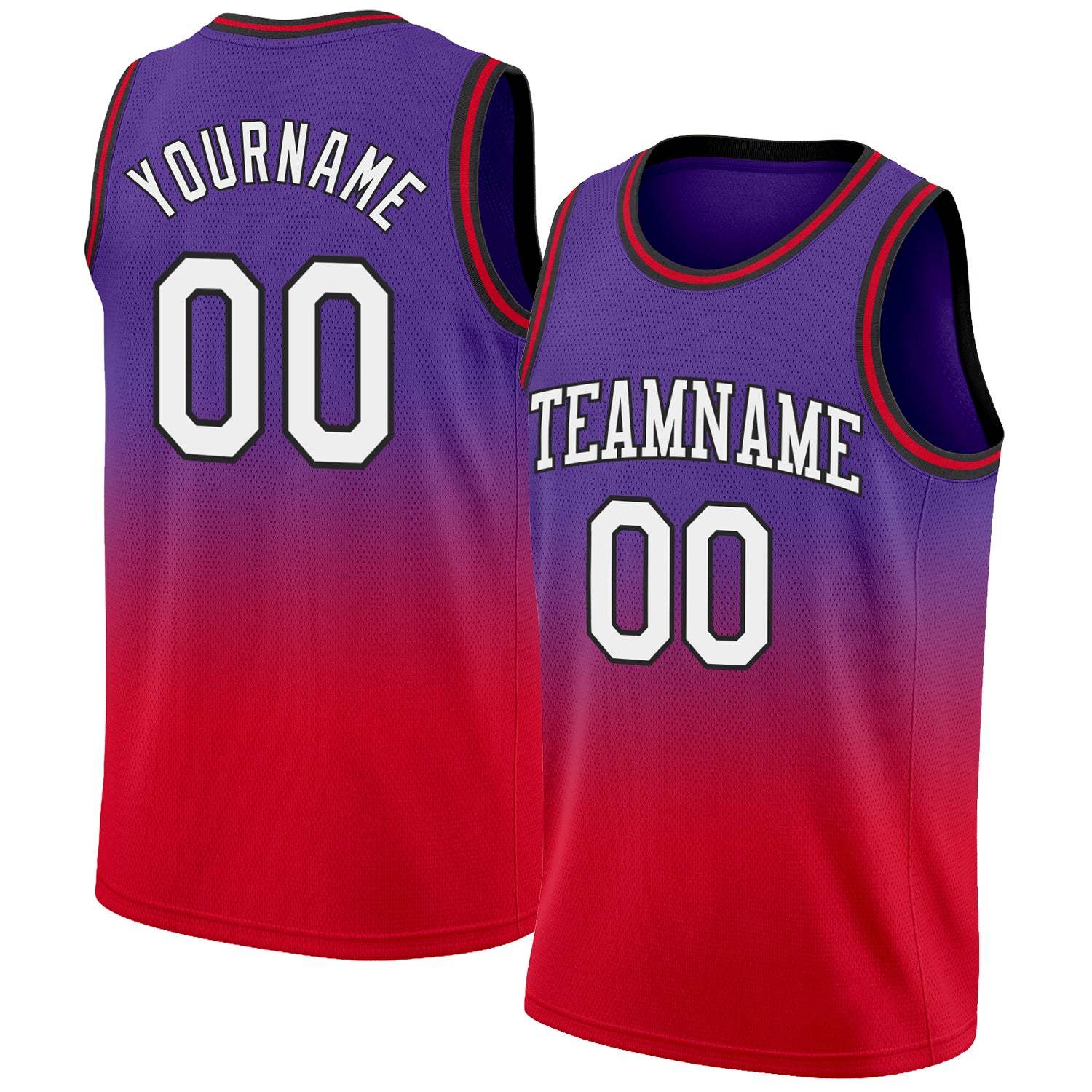 Personalized Purple White-Red Authentic Fade Fashion Basketball Jersey Team Custom Name and Number