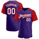 Personalized Purple White-Red Authentic Raglan Sleeves Baseball Jersey Team Custom Name and Number
