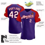 Personalized Purple White-Red Authentic Raglan Sleeves Baseball Jersey Team Custom Name and Number