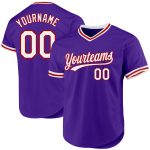 Personalized Purple White-Red Authentic Throwback Baseball Jersey Team Custom Name and Number