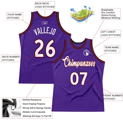 Personalized Purple White-Red Authentic Throwback Basketball Jersey