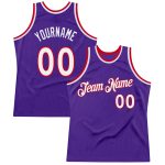 Personalized Purple White-Red Authentic Throwback Basketball Jersey Team Custom Name and Number