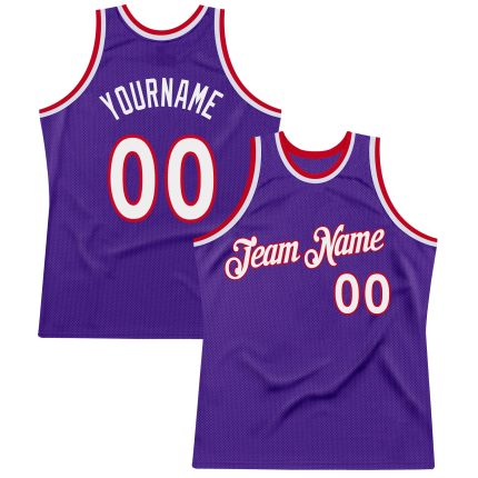 Personalized Purple White-Red Authentic Throwback Basketball Jersey Team Custom Name and Number