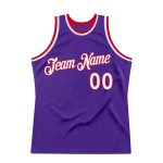 Personalized Purple White-Red Authentic Throwback Basketball Jersey Team Custom Name and Number