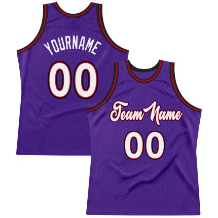 Personalized Purple White-Red Authentic Throwback Basketball Jersey