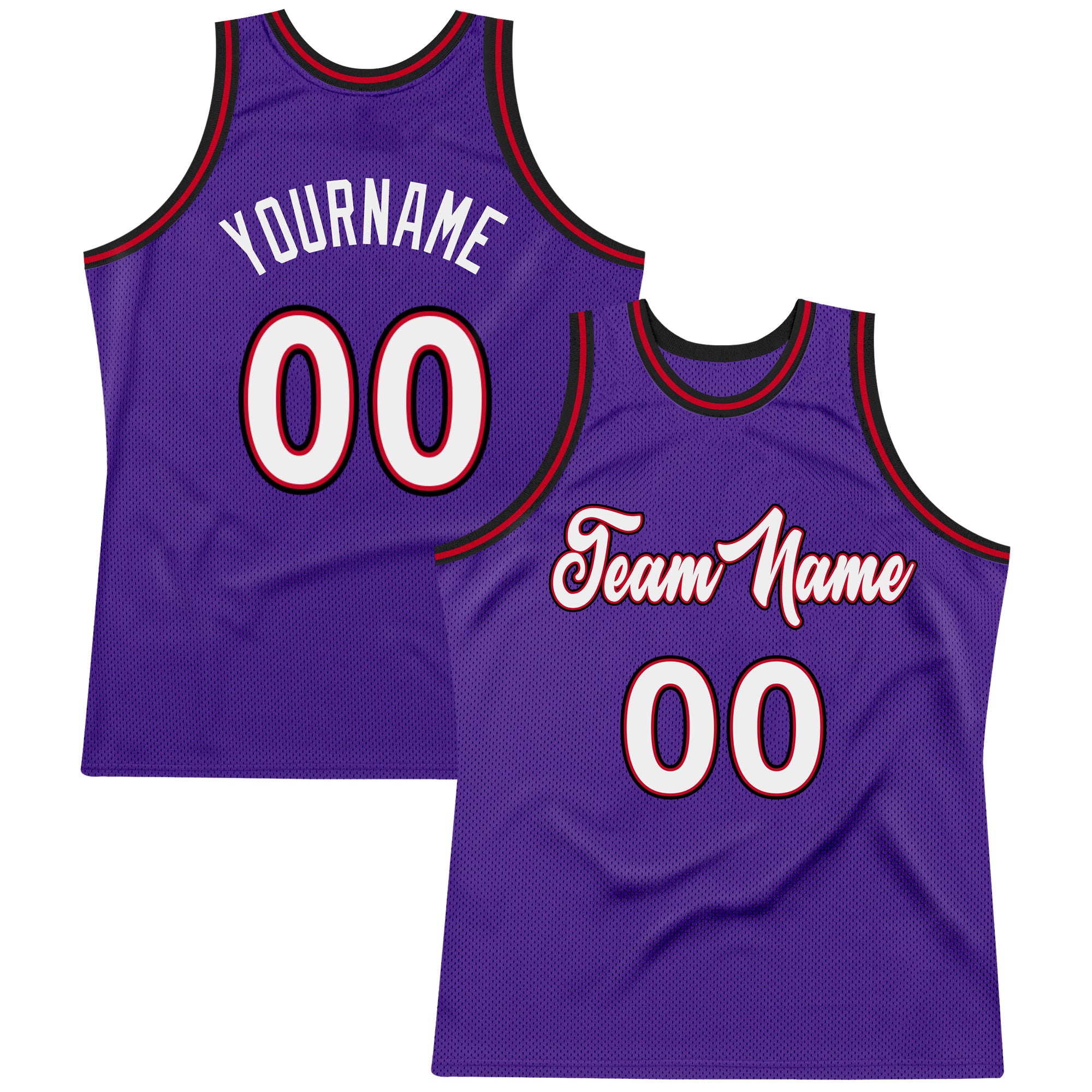 Personalized Purple White-Red Authentic Throwback Basketball Jersey