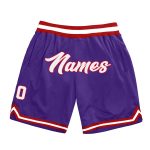 Personalized Purple White-Red Authentic Throwback Basketball Shorts Team Custom Name and Number