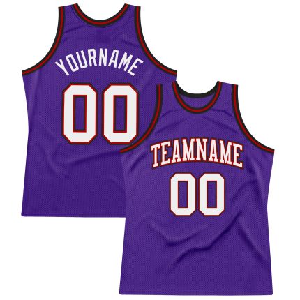 Personalized Purple White Red-Black Authentic Throwback Basketball Jersey Team Custom Name and Number