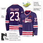 Personalized Purple White-Red Hockey Jersey Team Custom Name and Number