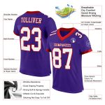 Personalized Purple White-Red Mesh Authentic Football Jersey