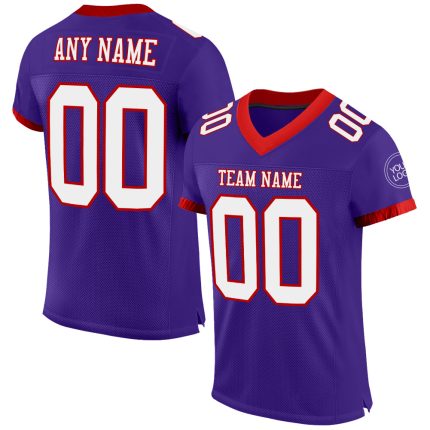 Personalized Purple White-Red Mesh Authentic Football Jersey